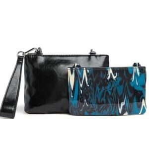 New Black Blue Circus NY by Sam Edelman Convertible Wristlet Bag Crossbody Purse
